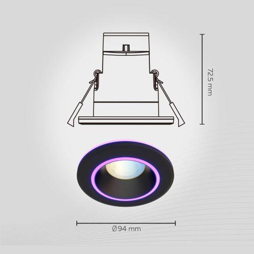 Calex Smart Halo downlight CCT RGB fekete