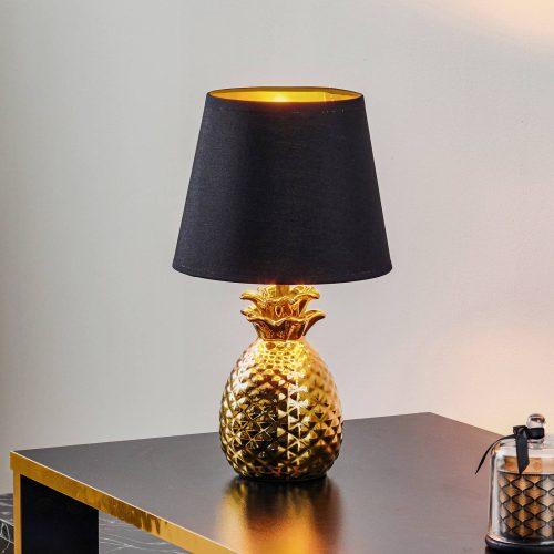 Előkelő kerámia lámpa Pineapple arany-fekete
