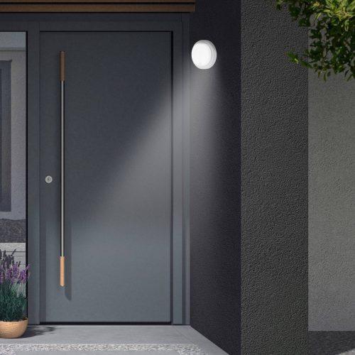 LED érzékelős kültéri fali lámpa Dortmund Ø17cm ezüst