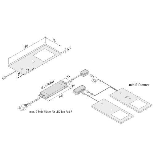 LED-es részegység lámpa Eco-Pad F 2x-Set 3000K alu
