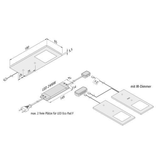 LED-es részegység lámpa Eco-Pad F 2x-Set 4000K alu