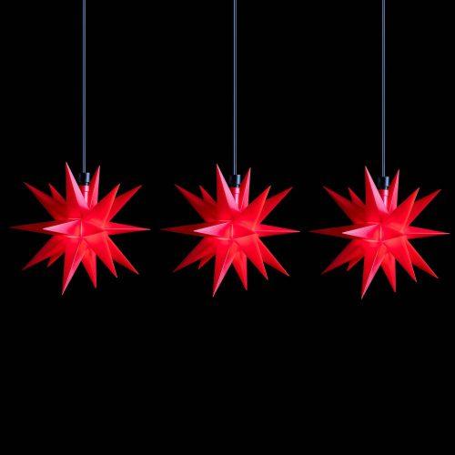 LED fényfüzér mini csillagok kültéri 3 égős piros