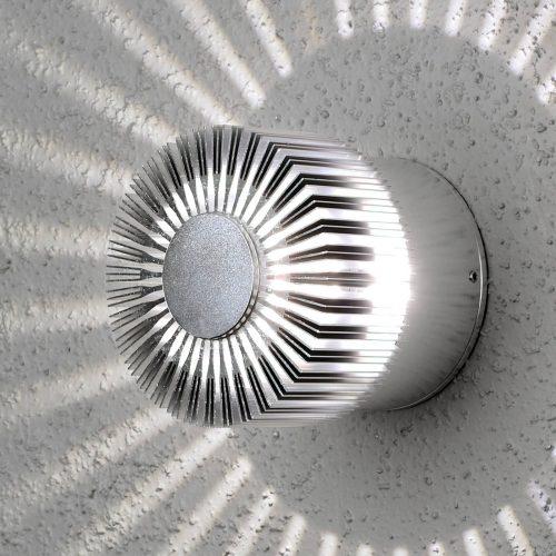 LED kültéri fali lámpa Monza Rays kerek ezüst 9cm