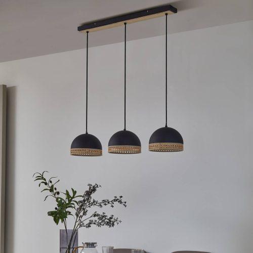 Lindby Lonnaris függő lámpa rattan fekete