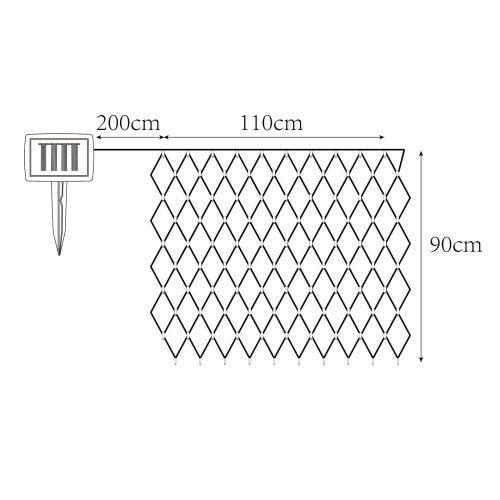 Napelemes LED-fényfüggöny IP44 110x90cm 100 izzós