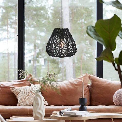 PR Home Adelle függőlámpa rattan fekete Ø24cm