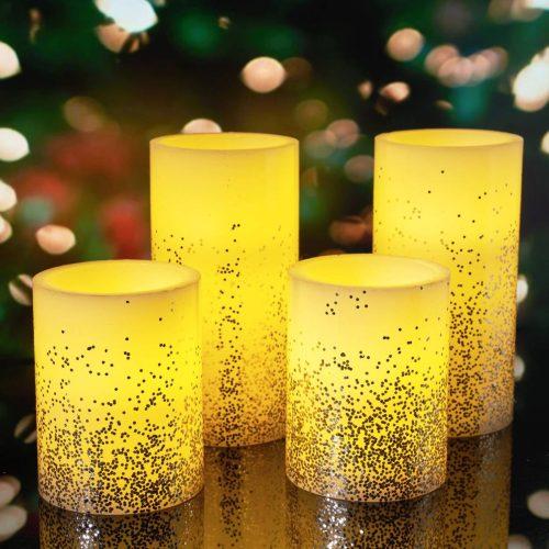 Pauleen Golden Glitter gyertya LED gyertya 4 darabos készlet