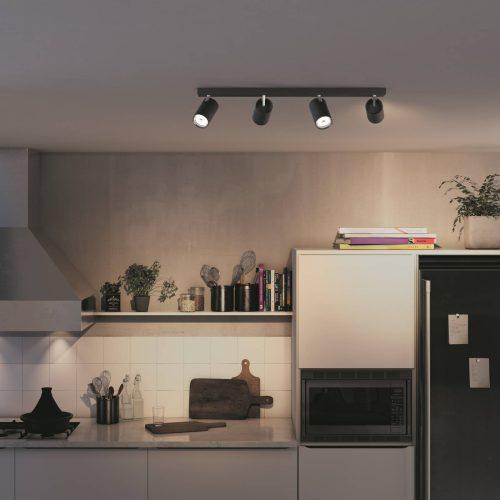 Philips myLiving Kosipo spot GU10 fekete 4 izzós