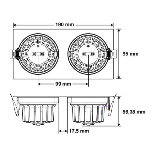 SLC DL04 Square X2 LED sülly. lámpa 3000K fekete
