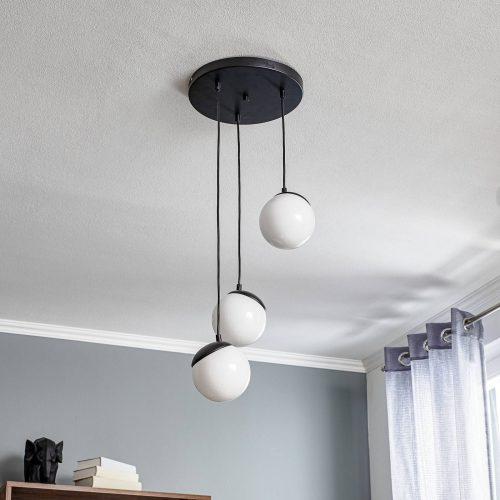Sfera függő lámpa 3 izzós üveg/fém fekete