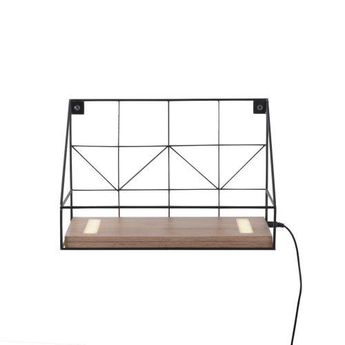 LED fali világítótábla fa polccal