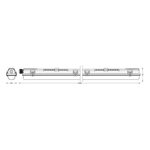LEDVANCE Submarine 150 PCR G13 G13 T8 840 20 W nedvességálló lámpatest