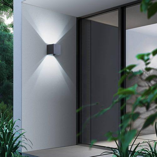 Lindby Smart LED kültéri fali lámpa Dara szürke szögletes CCT RGB Tuya