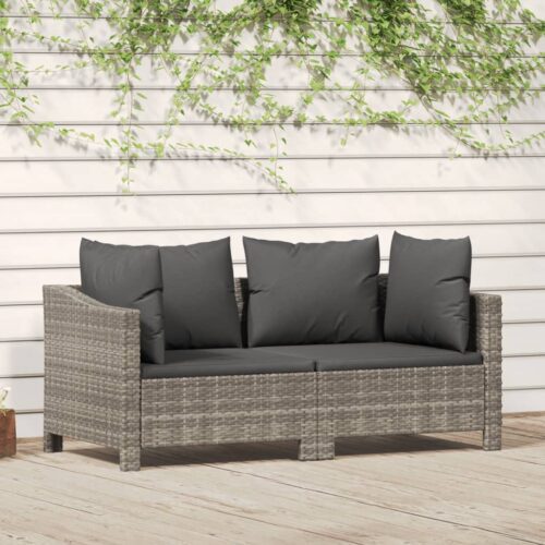 2 részes szürke polyrattan kerti ülőgarnitúra párnákkal