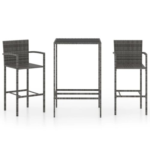 3 részes szürke polyrattan kerti bárszett