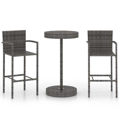 3 részes szürke polyrattan kerti bárszett