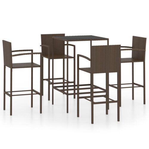 5 részes barna polyrattan kerti bárszett