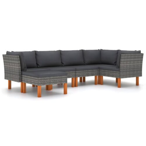 6 részes szürke polyrattan kerti ülőgarnitúra párnákkal