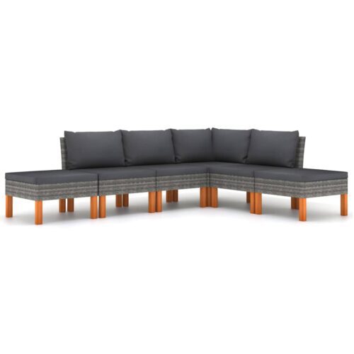 6 részes szürke polyrattan kerti ülőgarnitúra párnákkal