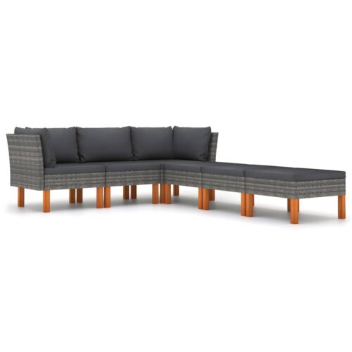 6 részes szürke polyrattan kerti ülőgarnitúra párnákkal
