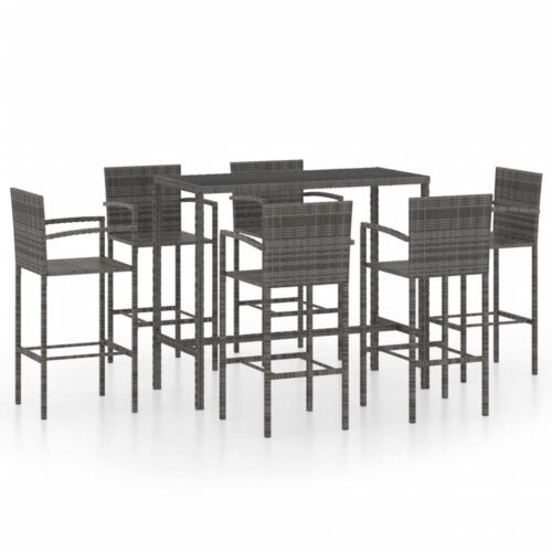 7 részes szürke polyrattan kerti bárszett