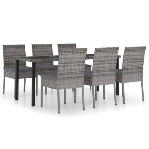 7 részes szürke polyrattan kerti étkezőgarnitúra
