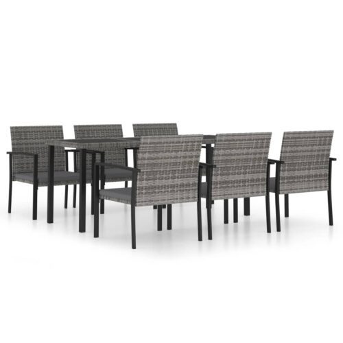 7 részes szürke polyrattan kerti étkezőgarnitúra