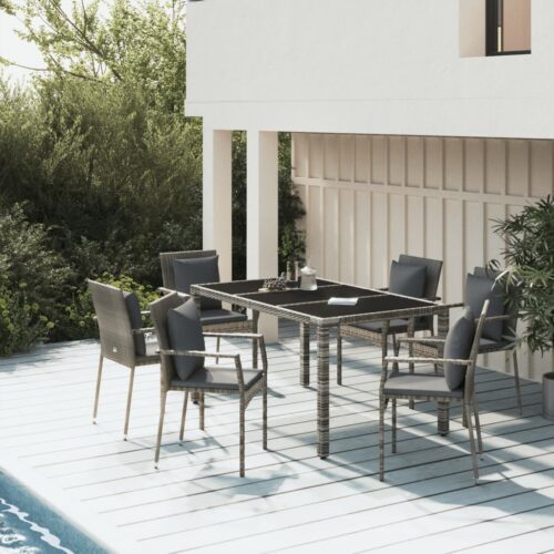 7-részes szürke polyrattan kerti ülőgarnitúra párnákkal