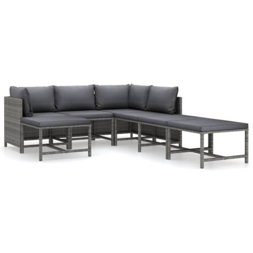 7 részes szürke polyrattan kerti ülőgarnitúra párnákkal