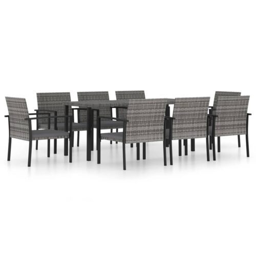 9 részes szürke polyrattan kerti étkezőgarnitúra