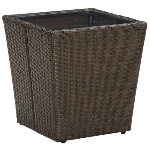 Barna polyrattan és edzett üveg dohányzóasztal 41