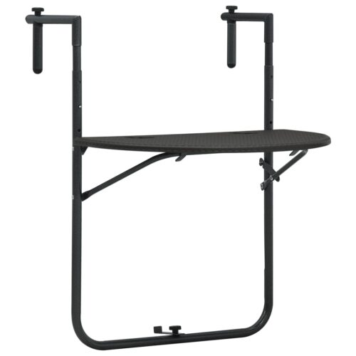 Barna rattan hatású műanyag függő erkélyasztal 60x64x83