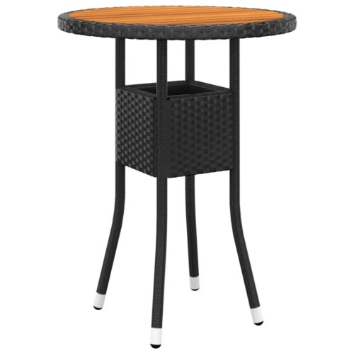 Fekete akácfa és polyrattan kerti asztal ø60 x 75 cm