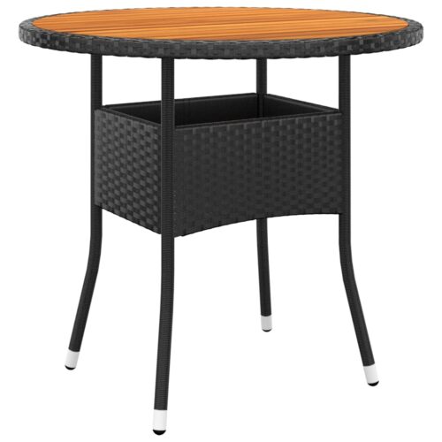 Fekete akácfa és polyrattan kerti asztal ø80 x 75 cm