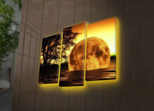 LED-es megvilágítású vászon falikép szett