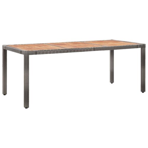 Szürke polyrattan és akácfa kerti asztal 190 x 90 x 75 cm