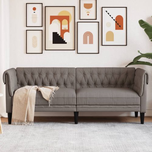 Tópszínű 3 személyes szövet chesterfield kanapé
