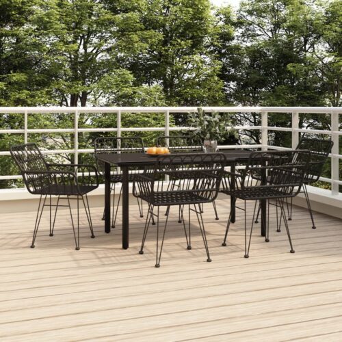 7 részes fekete polyrattan kerti étkezőgarnitúra