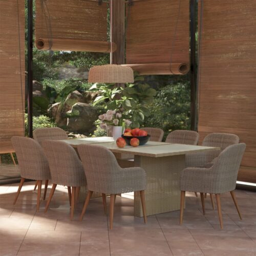 9 részes barna kültéri polyrattan étkezőgarnitúra