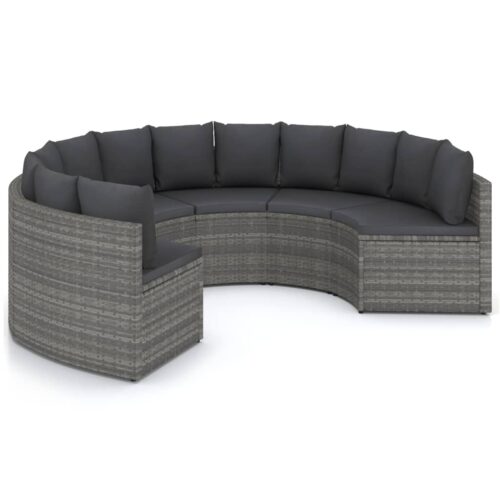 6 részes szürke polyrattan kerti kanapészett párnákkal