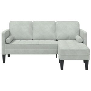 3-fős kanapé chaise l alakú világosszürke 160 cm pamut
