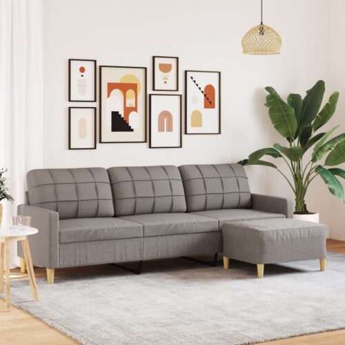 3 személyes tópszínű szövet kanapé lábtartóval 210 cm