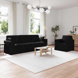Kanapé 2 pcs fekete 228 x 78 x 80 cm bársony