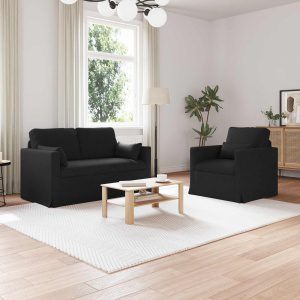 Kanapé 2 pcs fekete fém
