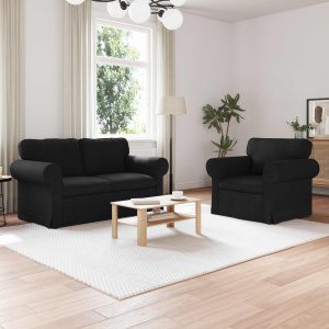 Kanapé 2 pcs fekete fém