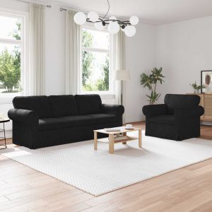 Kanapé 2 pcs fekete fém