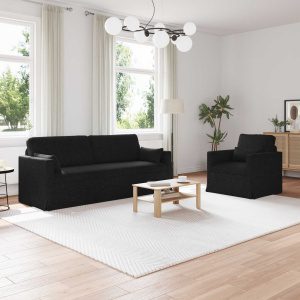 Kanapé 2 pcs fekete fém