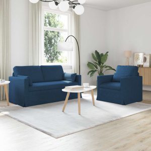 Kanapé 2 pcs kék fém