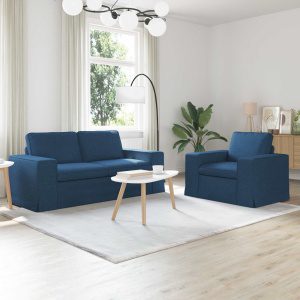 Kanapé 2 pcs kék fém