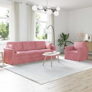 Kanapé 2 pcs rózsaszín 228 x 78 x 80 cm bársony